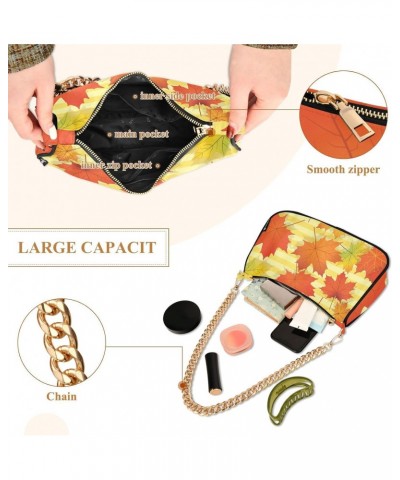 Yellow Maple Leaves Autumn Shoulder Bag for Women Hobo Bags Small Chain Shoulder Bags Clutch Handbag Tote Crossbody Bag Purse...