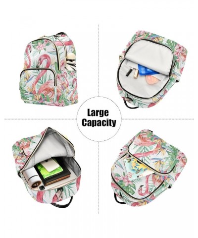 Women Backpack Tropical Jungle Flamingo Flower Anti-Theft Travel Backpack with Luggage Belt Lightweight Handbag Lady Purse Ro...