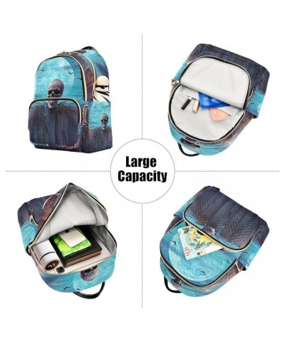 Green Roll Paper Cute Penguin Quilted Backpack Purse Ladies Backpack Purse Fashion Travel Backpack Halloween Skull Blue Sky S...