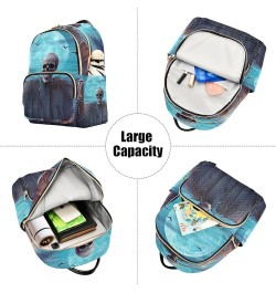 Green Roll Paper Cute Penguin Quilted Backpack Purse Ladies Backpack Purse Fashion Travel Backpack Halloween Skull Blue Sky S...