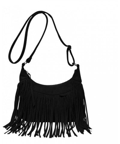 Women's Tassel Faux Suede Leather Hobo Cross Body Chain Shoulder Bag Satchel Black $10.76 Hobo Bags