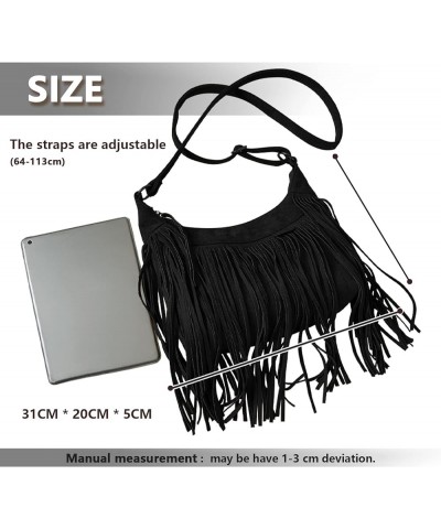 Women's Tassel Faux Suede Leather Hobo Cross Body Chain Shoulder Bag Satchel Black $10.76 Hobo Bags