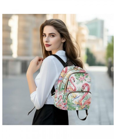 Women Backpack Tropical Jungle Flamingo Flower Anti-Theft Travel Backpack with Luggage Belt Lightweight Handbag Lady Purse Ro...