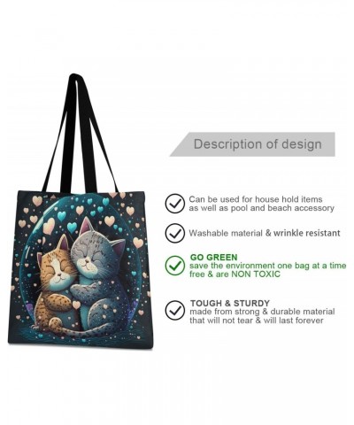 Romance Cats Canvas Tote Bag Aesthetic for Women Romance Cats Print with Inner Pocket, Big Storage Shoulder Bag Grocery Bag P...