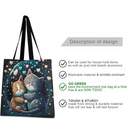 Romance Cats Canvas Tote Bag Aesthetic for Women Romance Cats Print with Inner Pocket, Big Storage Shoulder Bag Grocery Bag P...