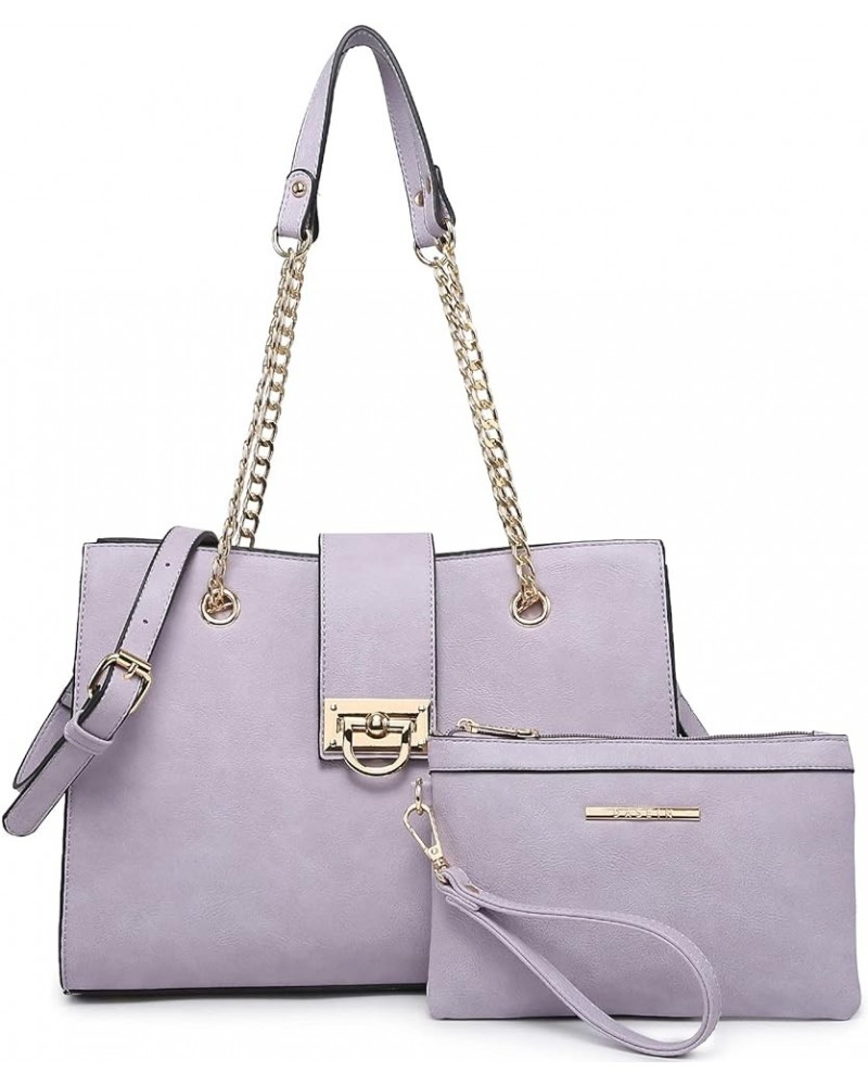 Leather Handbag Tote Hobo Bag for Women Shoulder Purse Top Handle Satchel Bag with Matching Clutch Light Purple $26.99 Totes