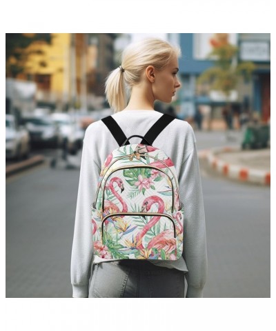 Women Backpack Tropical Jungle Flamingo Flower Anti-Theft Travel Backpack with Luggage Belt Lightweight Handbag Lady Purse Ro...