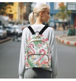 Women Backpack Tropical Jungle Flamingo Flower Anti-Theft Travel Backpack with Luggage Belt Lightweight Handbag Lady Purse Ro...