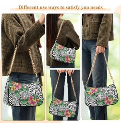 Zebra Skin Flowers Shoulder Bag for Women Shoulder Handbags with Zipper Closure Mini Shoulder Purse Crossbody Bags for Women ...