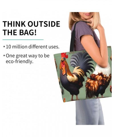 Rooster And Chicken Women'S Large-Capacity Shoulder Shopping Bag Suitable For Daily Travelling, Shopping, School And Work $14...