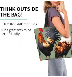 Rooster And Chicken Women'S Large-Capacity Shoulder Shopping Bag Suitable For Daily Travelling, Shopping, School And Work $14...