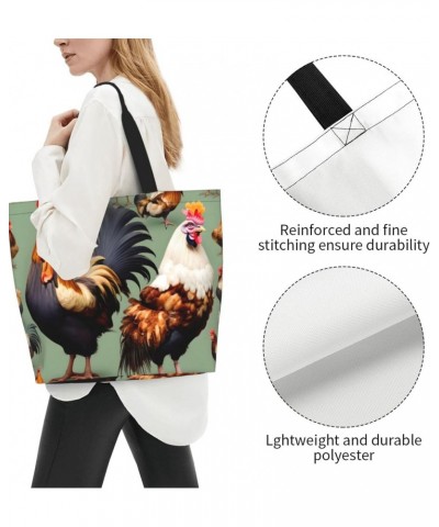 Rooster And Chicken Women'S Large-Capacity Shoulder Shopping Bag Suitable For Daily Travelling, Shopping, School And Work $14...