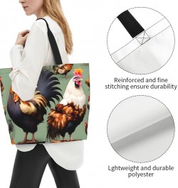 Rooster And Chicken Women'S Large-Capacity Shoulder Shopping Bag Suitable For Daily Travelling, Shopping, School And Work $14...