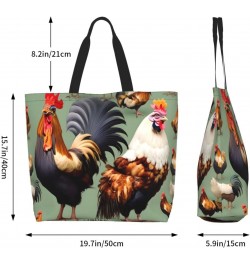 Rooster And Chicken Women'S Large-Capacity Shoulder Shopping Bag Suitable For Daily Travelling, Shopping, School And Work $14...