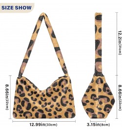 Leopard Furry Tote Bag for Women Crossbody Bag Shoulder Purse Handbag Hand Bag with Zipper for Women $8.40 Totes