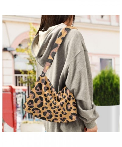 Leopard Furry Tote Bag for Women Crossbody Bag Shoulder Purse Handbag Hand Bag with Zipper for Women $8.40 Totes