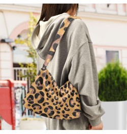 Leopard Furry Tote Bag for Women Crossbody Bag Shoulder Purse Handbag Hand Bag with Zipper for Women $8.40 Totes