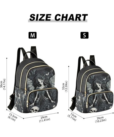 Medium Fashion Backpack for Women Gothic Woman with Skull Print Ladies Travel Daypack Aesthetic Shoulder Bag 11.4×6.1×14.1 IN...