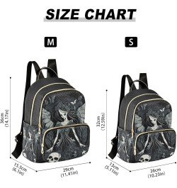 Medium Fashion Backpack for Women Gothic Woman with Skull Print Ladies Travel Daypack Aesthetic Shoulder Bag 11.4×6.1×14.1 IN...