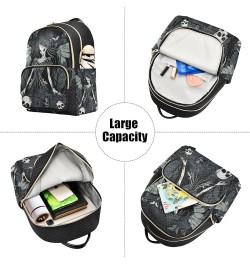 Medium Fashion Backpack for Women Gothic Woman with Skull Print Ladies Travel Daypack Aesthetic Shoulder Bag 11.4×6.1×14.1 IN...