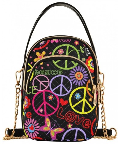 Peace Symbol Crossbody Bags for Women Chain Crossbody Flight Bag Mini Messenger Shoulder Bag with Chain Strap for Carry on $1...