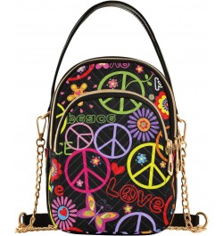 Peace Symbol Crossbody Bags for Women Chain Crossbody Flight Bag Mini Messenger Shoulder Bag with Chain Strap for Carry on $1...