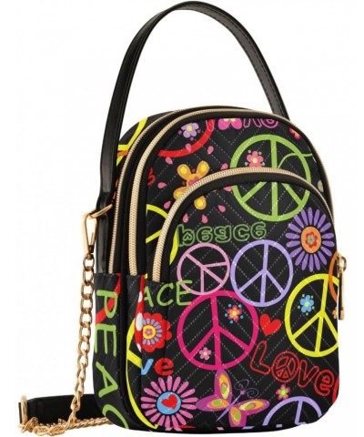 Peace Symbol Crossbody Bags for Women Chain Crossbody Flight Bag Mini Messenger Shoulder Bag with Chain Strap for Carry on $1...