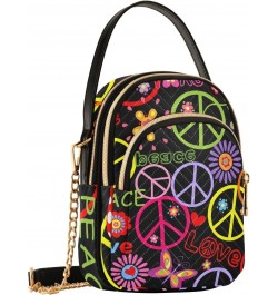 Peace Symbol Crossbody Bags for Women Chain Crossbody Flight Bag Mini Messenger Shoulder Bag with Chain Strap for Carry on $1...