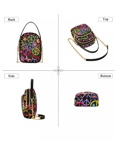 Peace Symbol Crossbody Bags for Women Chain Crossbody Flight Bag Mini Messenger Shoulder Bag with Chain Strap for Carry on $1...