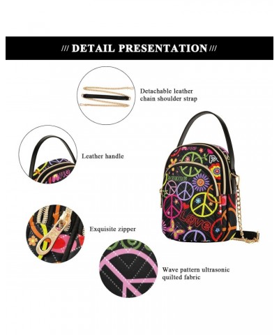 Peace Symbol Crossbody Bags for Women Chain Crossbody Flight Bag Mini Messenger Shoulder Bag with Chain Strap for Carry on $1...