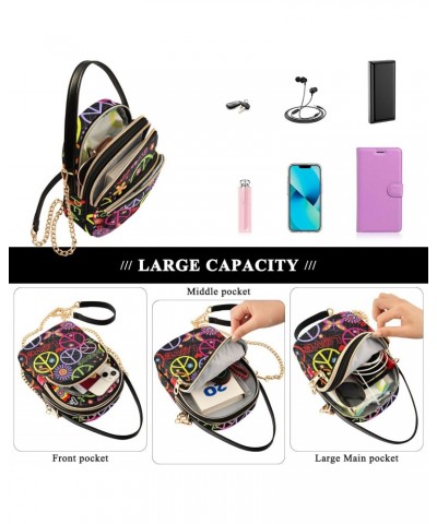 Peace Symbol Crossbody Bags for Women Chain Crossbody Flight Bag Mini Messenger Shoulder Bag with Chain Strap for Carry on $1...