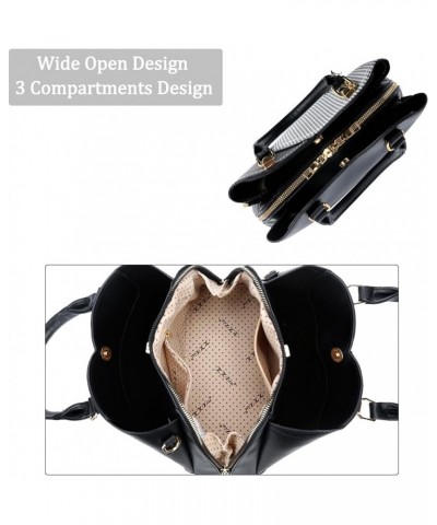 Triple Compartments Purses and Handbags for Women Fashion Ladies Satchel Shoulder Top Handle Bag 1-black $21.83 Satchels