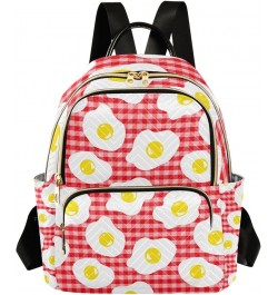 Women Backpack Fried Egg Red Plaid Anti-Theft Travel Backpack with Luggage Belt Lightweight Handbag Lady Purse Roomy Double Z...