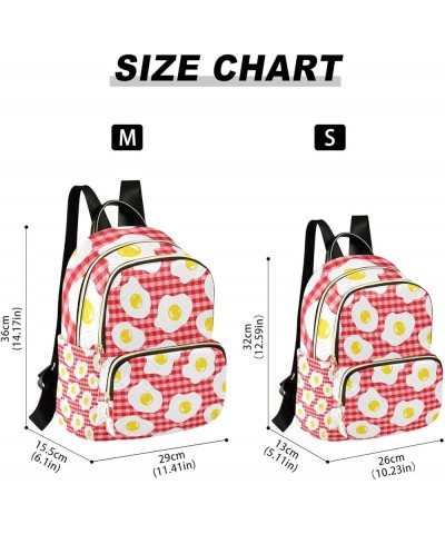 Women Backpack Fried Egg Red Plaid Anti-Theft Travel Backpack with Luggage Belt Lightweight Handbag Lady Purse Roomy Double Z...