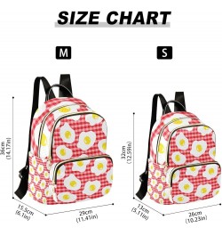 Women Backpack Fried Egg Red Plaid Anti-Theft Travel Backpack with Luggage Belt Lightweight Handbag Lady Purse Roomy Double Z...