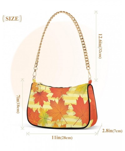 Yellow Maple Leaves Autumn Shoulder Bag for Women Hobo Bags Small Chain Shoulder Bags Clutch Handbag Tote Crossbody Bag Purse...