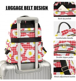 Women Backpack Fried Egg Red Plaid Anti-Theft Travel Backpack with Luggage Belt Lightweight Handbag Lady Purse Roomy Double Z...