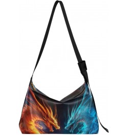 Fire and Ice Dragon Shoulder Bag for Women Waterproof PU Leather Hobo Bags Crossbody Purse with Zipper Closure $13.20 Shoulde...