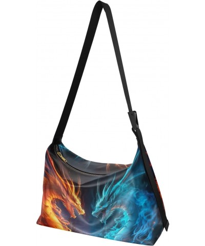 Fire and Ice Dragon Shoulder Bag for Women Waterproof PU Leather Hobo Bags Crossbody Purse with Zipper Closure $13.20 Shoulde...