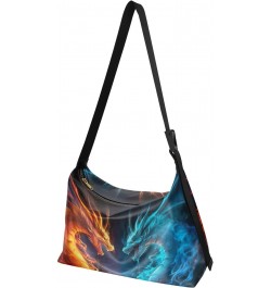 Fire and Ice Dragon Shoulder Bag for Women Waterproof PU Leather Hobo Bags Crossbody Purse with Zipper Closure $13.20 Shoulde...