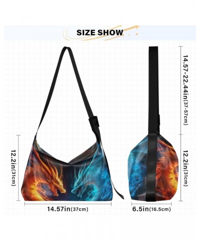 Fire and Ice Dragon Shoulder Bag for Women Waterproof PU Leather Hobo Bags Crossbody Purse with Zipper Closure $13.20 Shoulde...