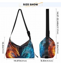 Fire and Ice Dragon Shoulder Bag for Women Waterproof PU Leather Hobo Bags Crossbody Purse with Zipper Closure $13.20 Shoulde...