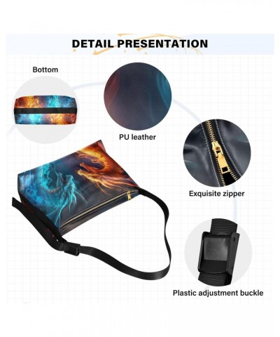 Fire and Ice Dragon Shoulder Bag for Women Waterproof PU Leather Hobo Bags Crossbody Purse with Zipper Closure $13.20 Shoulde...