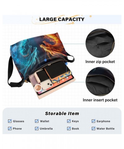 Fire and Ice Dragon Shoulder Bag for Women Waterproof PU Leather Hobo Bags Crossbody Purse with Zipper Closure $13.20 Shoulde...