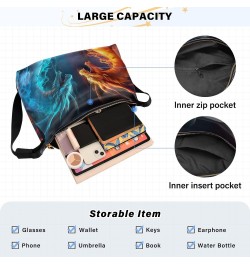 Fire and Ice Dragon Shoulder Bag for Women Waterproof PU Leather Hobo Bags Crossbody Purse with Zipper Closure $13.20 Shoulde...