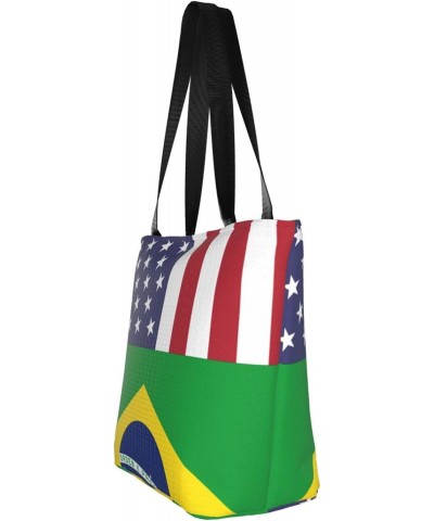 United States Brazil Friendship Flag Women'S Casual One Shoulder Carry Shopping Bag Large Capacity Working Storage Handbag $2...