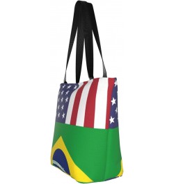 United States Brazil Friendship Flag Women'S Casual One Shoulder Carry Shopping Bag Large Capacity Working Storage Handbag $2...