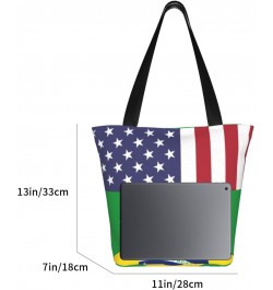 United States Brazil Friendship Flag Women'S Casual One Shoulder Carry Shopping Bag Large Capacity Working Storage Handbag $2...