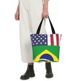 United States Brazil Friendship Flag Women'S Casual One Shoulder Carry Shopping Bag Large Capacity Working Storage Handbag $2...