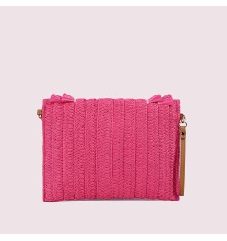 Straw Shoulder Bag Summer Beach Handmade Bag Straw Crossbody Bag Woven Envelope Wallet with Adjustable Strap 01-hot Pink $10....